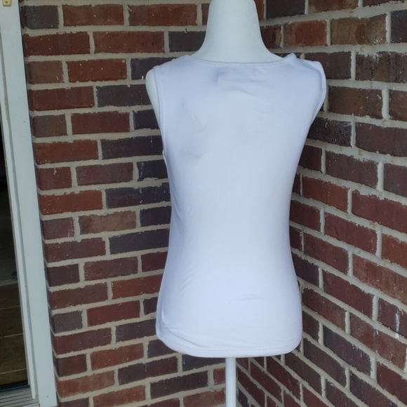 White Embellished Keyhole Sleeveless Tank Top - Picture 4 of 6